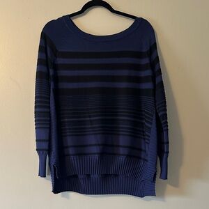 Lane Bryant Navy and Black Striped Crewneck Sweater